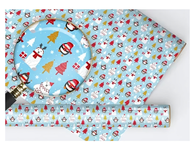 Упаковочная бумага 674х974мм. "Медведь и пингвин" 1 лист (ТМ Хорошо)