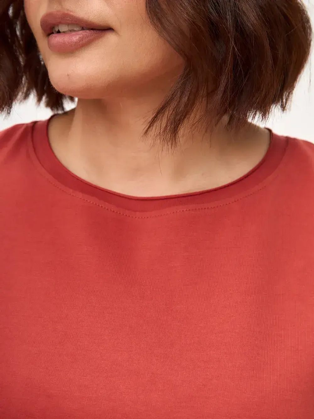 Футболка дизайнерская оверсайз с фигурным низом терракот