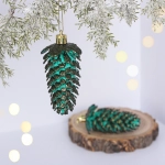 Ёлочные игрушки «Таинственное очарование» Шишки блестящие 9 см (набор 2 шт), изумруд