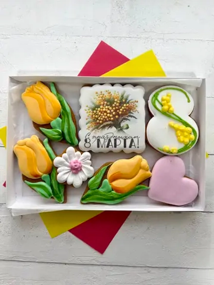 Набор имбирных пряников на 8 марта, вкусный подарок