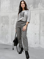 21402 Брюки женские классические джерси серая клетка (60-158)