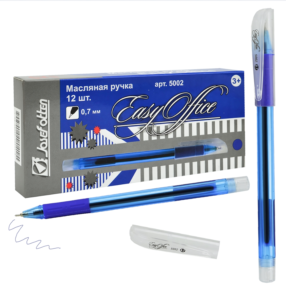 Ручка масляная 0,7мм. "Вектор" синяя, рез.грип (EasyOffice)