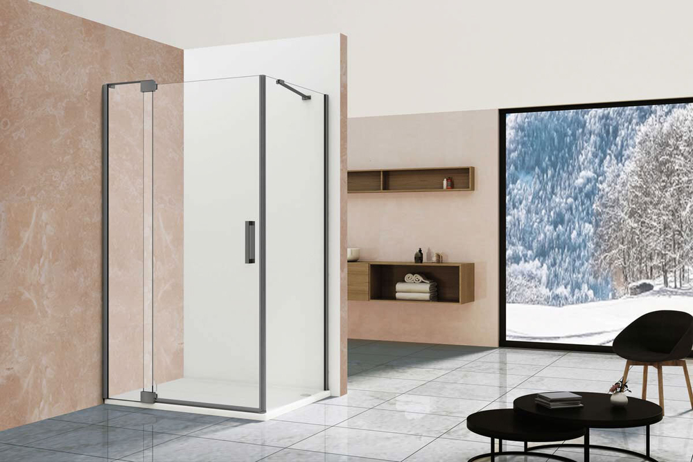 Душевой уголок Extra VSR-1E111290CLGM, 1100/1200*900, вороненая сталь, стекло прозрачное