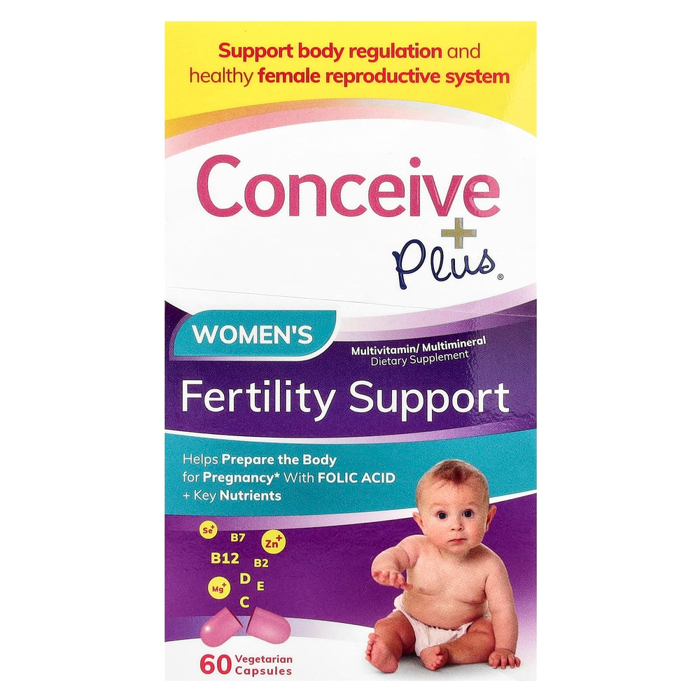 Conceive Plus, Поддержка фертильности для женщин`` 60 вегетарианских капсул