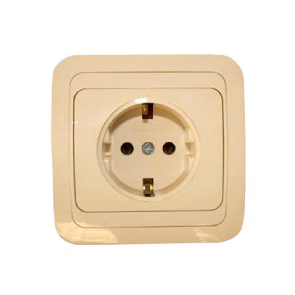 Розетка MAKEL Мимоза 1-местная бел. с/п с/з  (керамика) 16А 250В