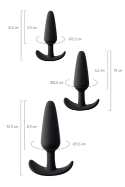 Набор анальных втулок Eridani, силикон, черный, 3 шт