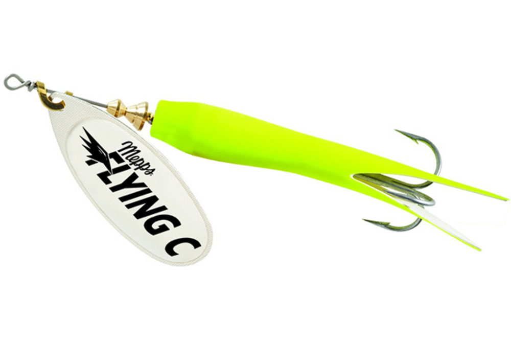 Блесна вращающаяся Mepps AGLIA FLYING C, 15g №3 SILVER/Chartreuse