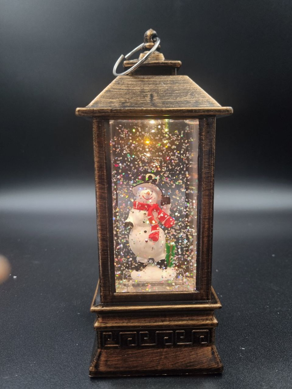 Фонарь новогодний светящийся музыкальный сеть/батарейки 8*8*20см QW308