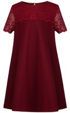 Бордовое платье кружевным верхом AMADEO