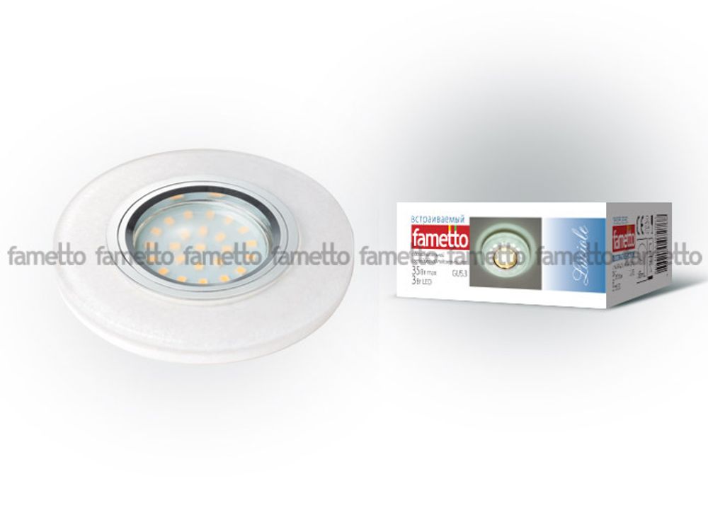 DLS-L104 GU5.3 CHROME/WHITE Светильник декоративный встраиваемый, серия Luciole.  Без лампы, цоколь GU5.3. Доп. светодиодная подсветка 3Вт. Металл/пол