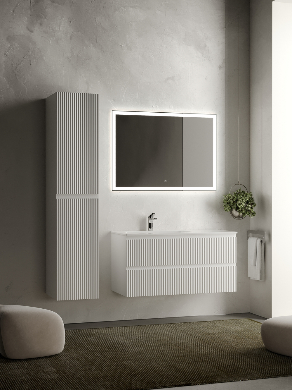 Тумба с раковиной Sancos Snob R 100 см SNR100LW левая, bianco