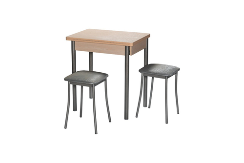 Комплект: Стол Компакт Дуб светлый+табуреты ТН Бенгал серый