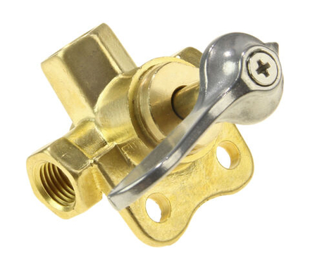 Кран топливный 3-х позиционный латунный, 1/4"