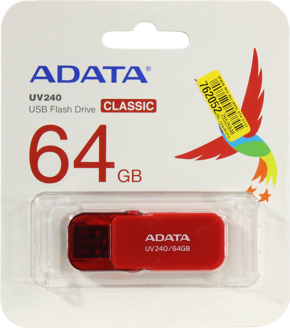 ADATA UV240 &lt;AUV240-64G-RRD&gt; USB2.0  Flash Drive  64Gb
