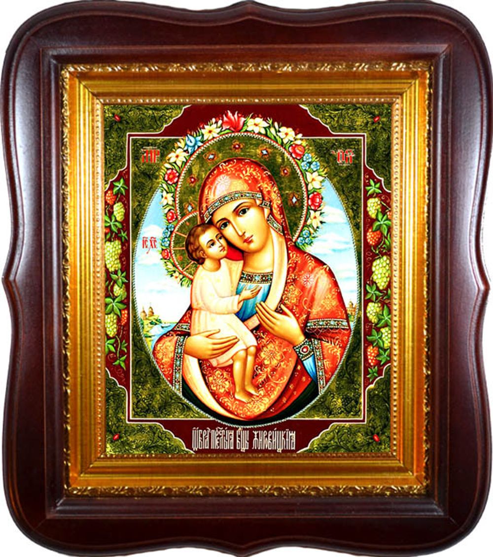 В киоте. Жировицкая икона Божией Матери на холсте.