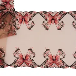 Вышивка на сетке телесная/бабочки 30 см