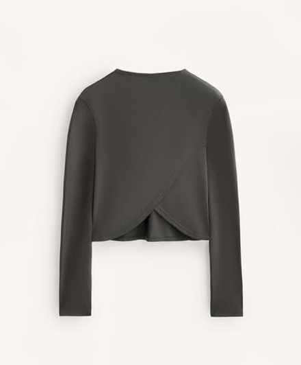 Oysho Укороченная футболка с перекрестной спинкой, антрацитовый