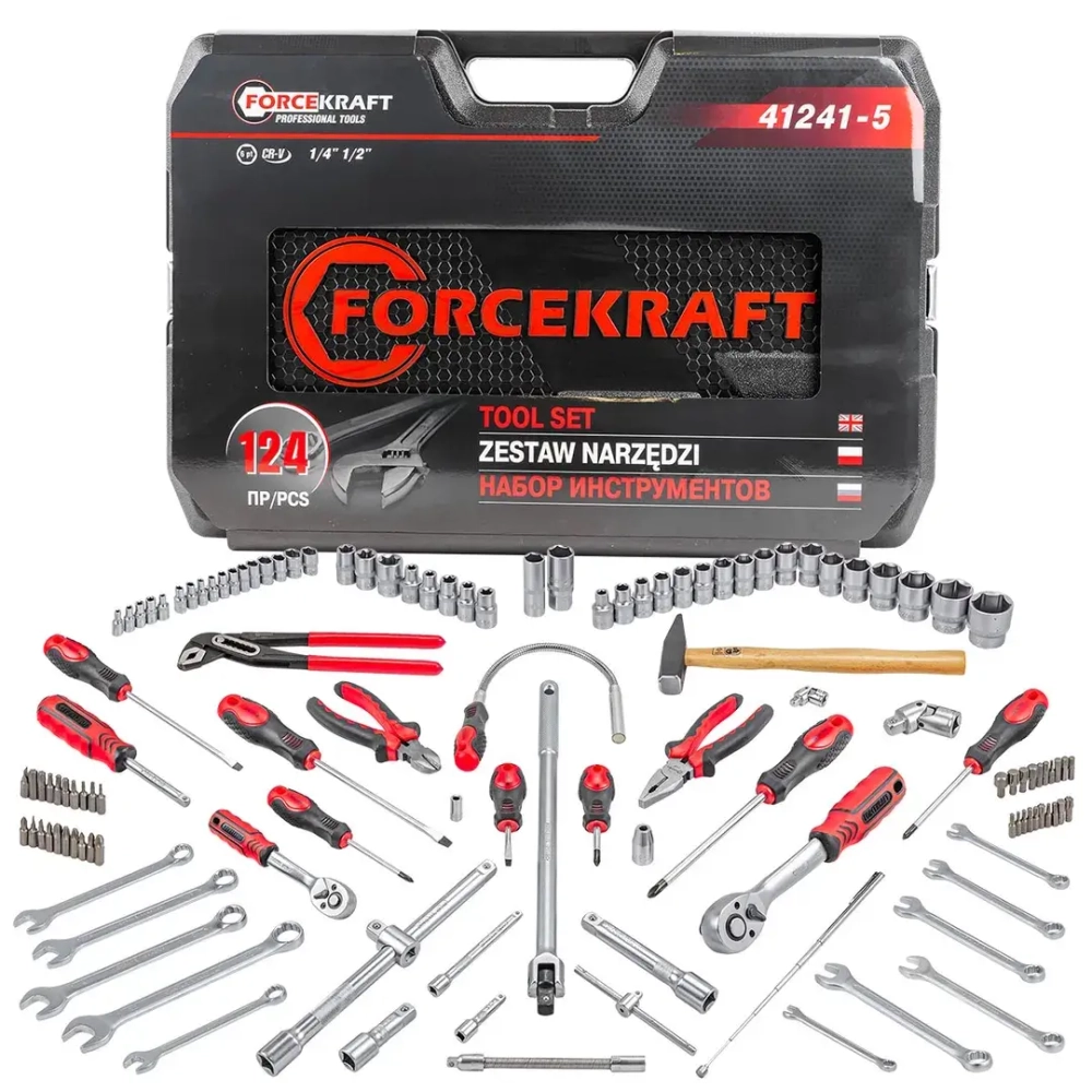 Набор инструментов 124пр. 1/4'', 1/2''(6гр.)(4-32мм) FORCEKRAFT FK-41241-5