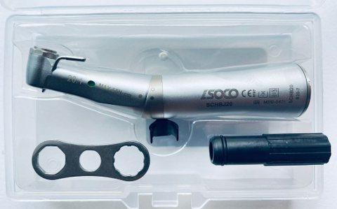 Понижающий угловой наконечник для имплантологии с фиброоптикой Soco B20-7 (20:1) в коробке