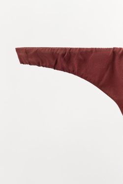 ZARA ТРУСЫ-ТАНГА С ШЕЛКОМ, ГРАНАТОВЫЙ