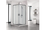 AQ ARI KV10020BL Душевой уголок квадратный, двери раздвижные 1000x1000x2000 профиль черный, стекло прозрачное