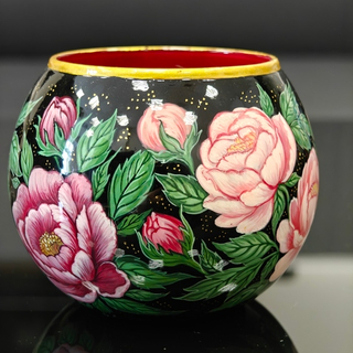 Вазочка с ручной росписью Палех "Пионы"