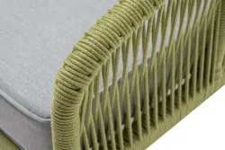 "Канны" кресло плетеное из роупа, каркас алюминий светло-серый (RAL7035) муар, роуп салатовый меланж круглый, ткань светло-серая