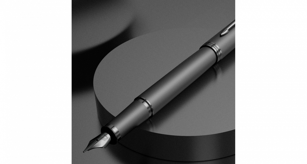 Перьевая ручка Parker IM Professionals Monochrome Titanium, перо:F/M, цвет чернил: blue, в подарочной упаковке.