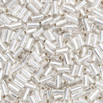 Японский бисер TOHO Bugle (стеклярус) 3mm (№21F), с внутренним серебрением, прозрачный матовый