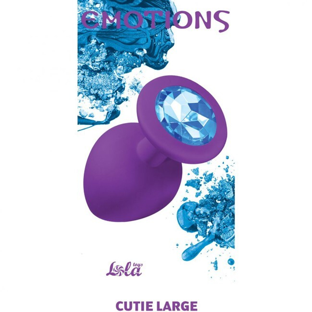 Большая силиконовая пробка с голубым кристаллом Cutie Large (9,6 см ,фиолетовый с голубым) (Цвет: фиолетовый с голубым)