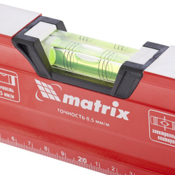 Уровень магнитный алюминиевый Matrix, фрезерованный, 3 глазка (1 зеркальный), 600 мм