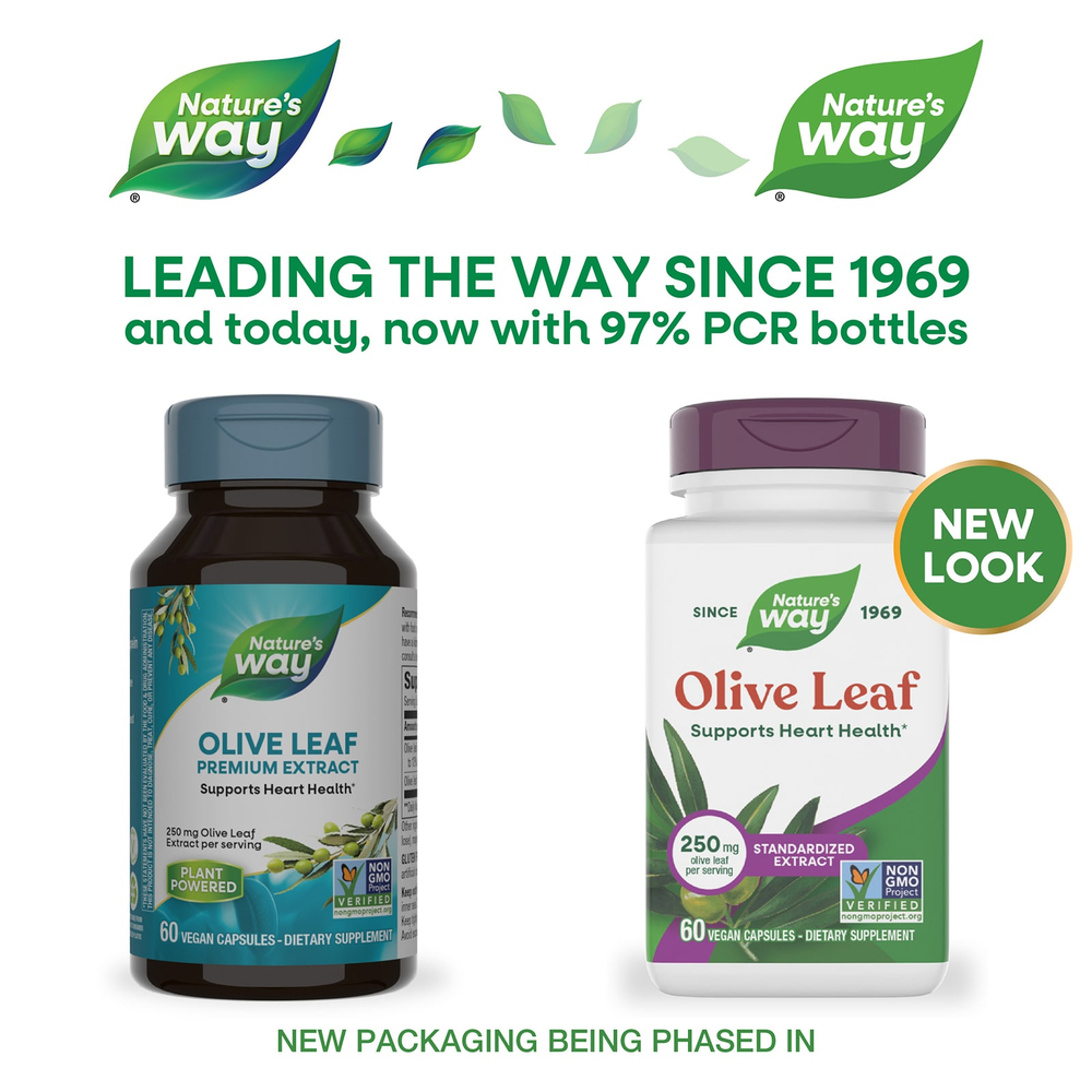 Nature's Way, лист оливы, 250 мг, 60 веганских капсул