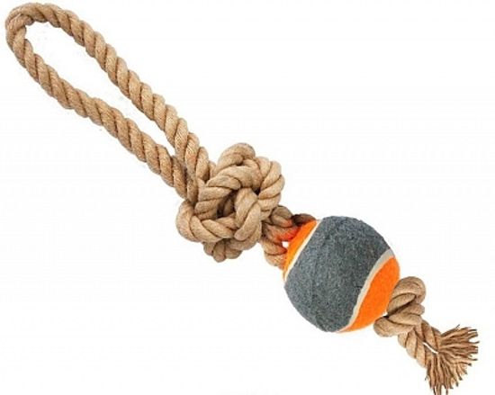 №1 Грейфер веревка плетеная с мячом и ручкой, 30 см