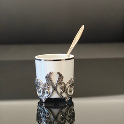 Кофейный набор чашка "Витая" с ложечкой из мельхиора ( нейзильбер)