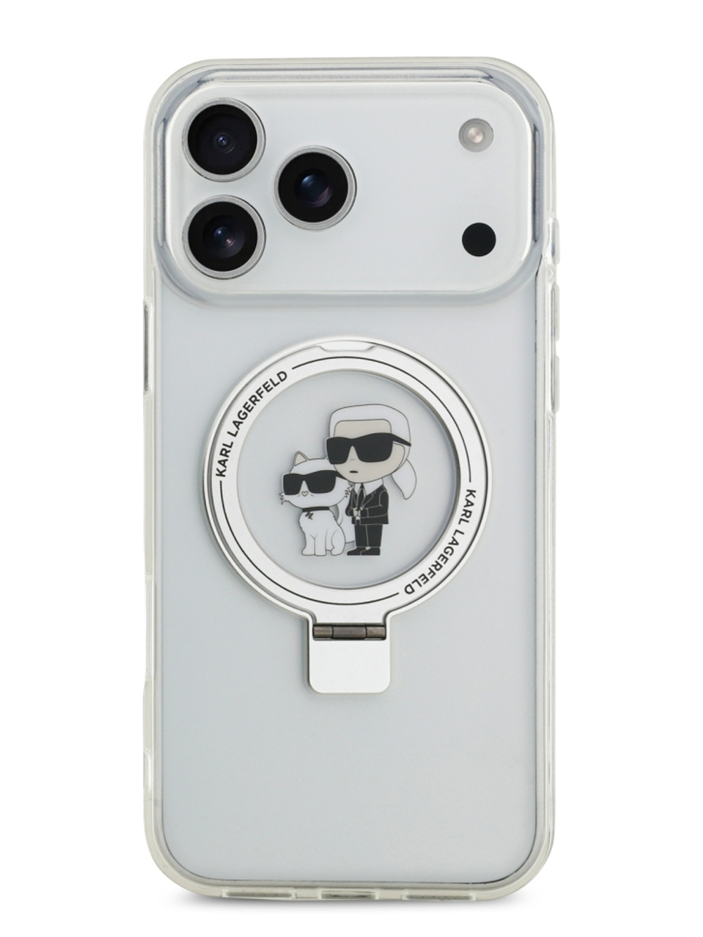 Lagerfeld для iPhone 17 Pro Max чехол IML + Ring stand NFT Karl & Choupette Hard Transparent (MagSafe)