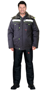 Куртка "ФАВОРИТ" зим. кор. цвет, т.серый с черным мех. ворот, СОП 50 мм