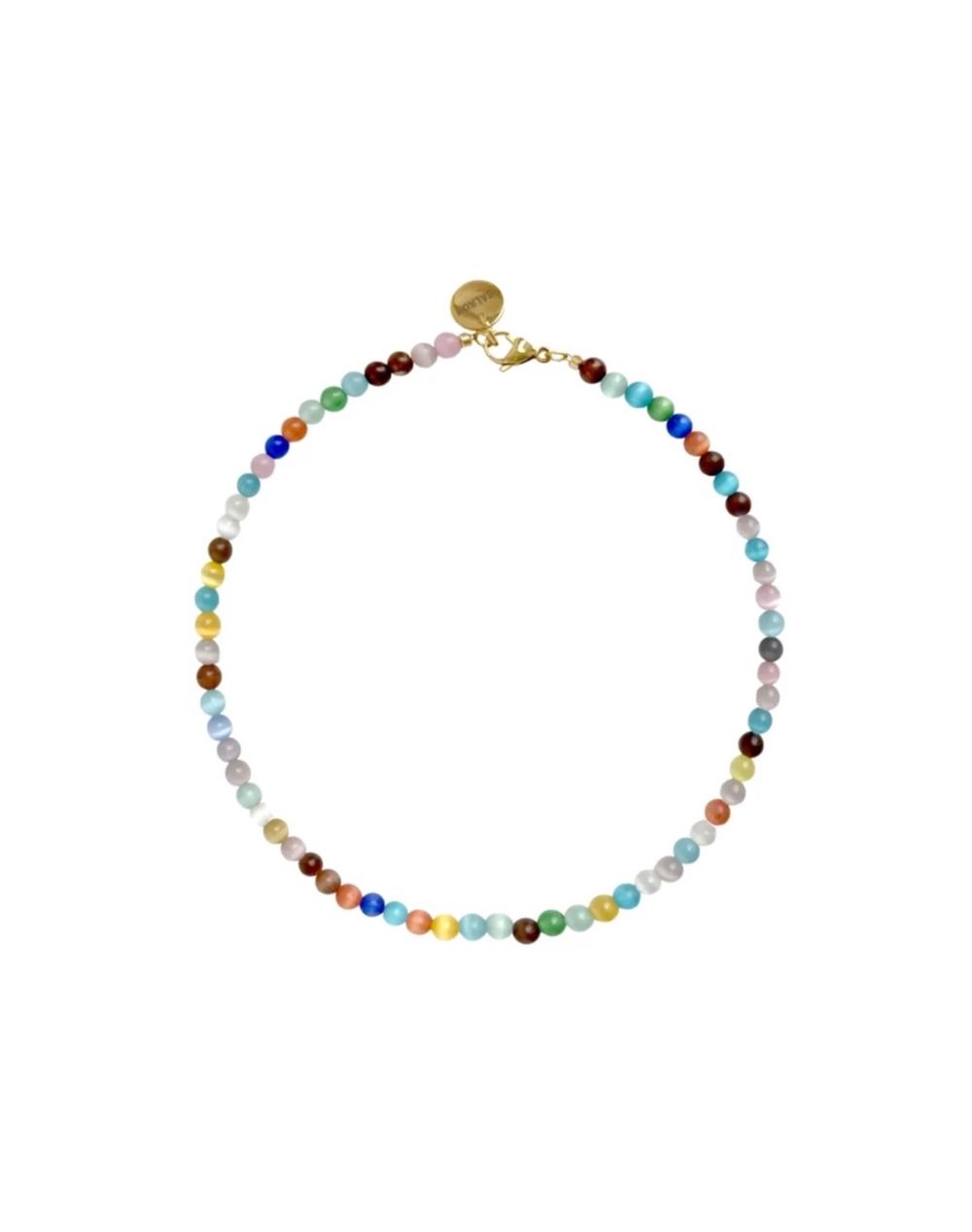 Колье из бусин камня ( cat eye multicolor )