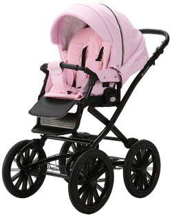 Детская коляска Adamex Chantal Retro Deluxe 2 в 1 C132B (РОЗОВ.ЗЕФИР 100% КОЖА-ЗОЛОТО.МОЛНИИ)