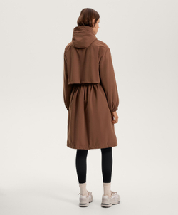 Oysho Водонепроницаемый длинный плащ с подкладкой FELLEX® AEROGEL 10K, коричневый