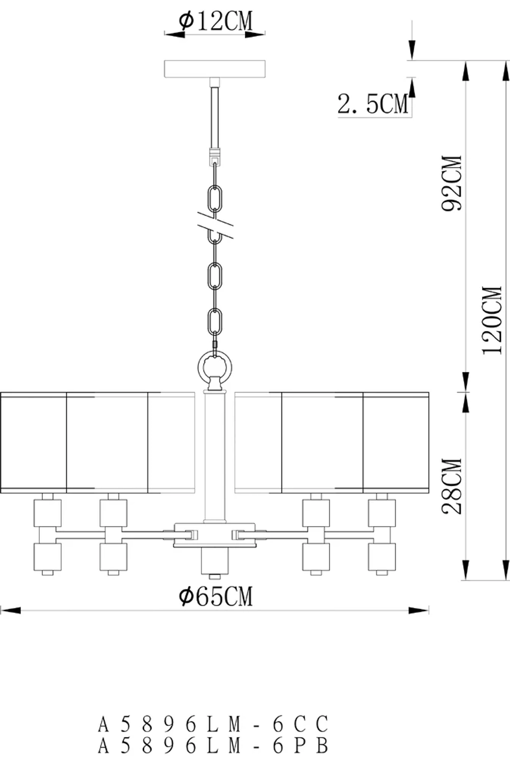 Подвесная люстра Arte Lamp NORTH A5896LM-6PB
