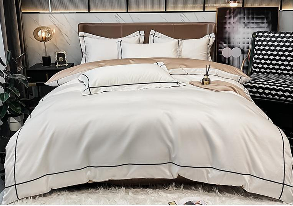 ZEPHYR HOME КПБ Двуспалка ЕВРО Мако-Сатин 100s Айвори