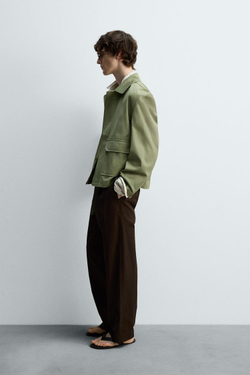 ZARA КУРТКА ИЗ ВЫСОКОТЕХНОЛОГИЧНОЙ ТКАНИ, ЦВЕТ МХА