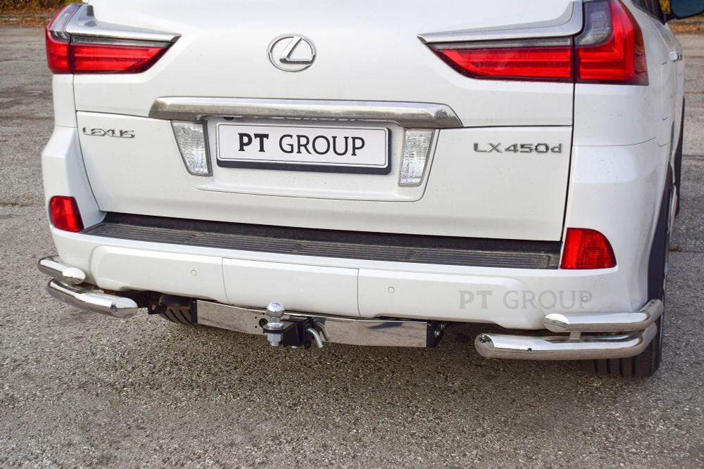 Фаркоп PT GROUP /съемный квадрат/ с нержавеющей накладкой TOYOTA LC 200 2007-/ LEXUS LX 2016-2021(паспорт и сертификат в комплекте)(без электрики) арт.TLC-07-991124.00