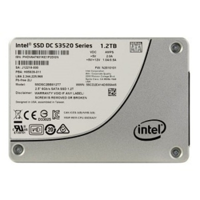 Жесткий диск SSD 2.5" 1200Gb Intel S3520 Series, 380/450MBs, 17500 IOPS, MLC 3D NAND, SATA-III (SSDSC2BB012T701)