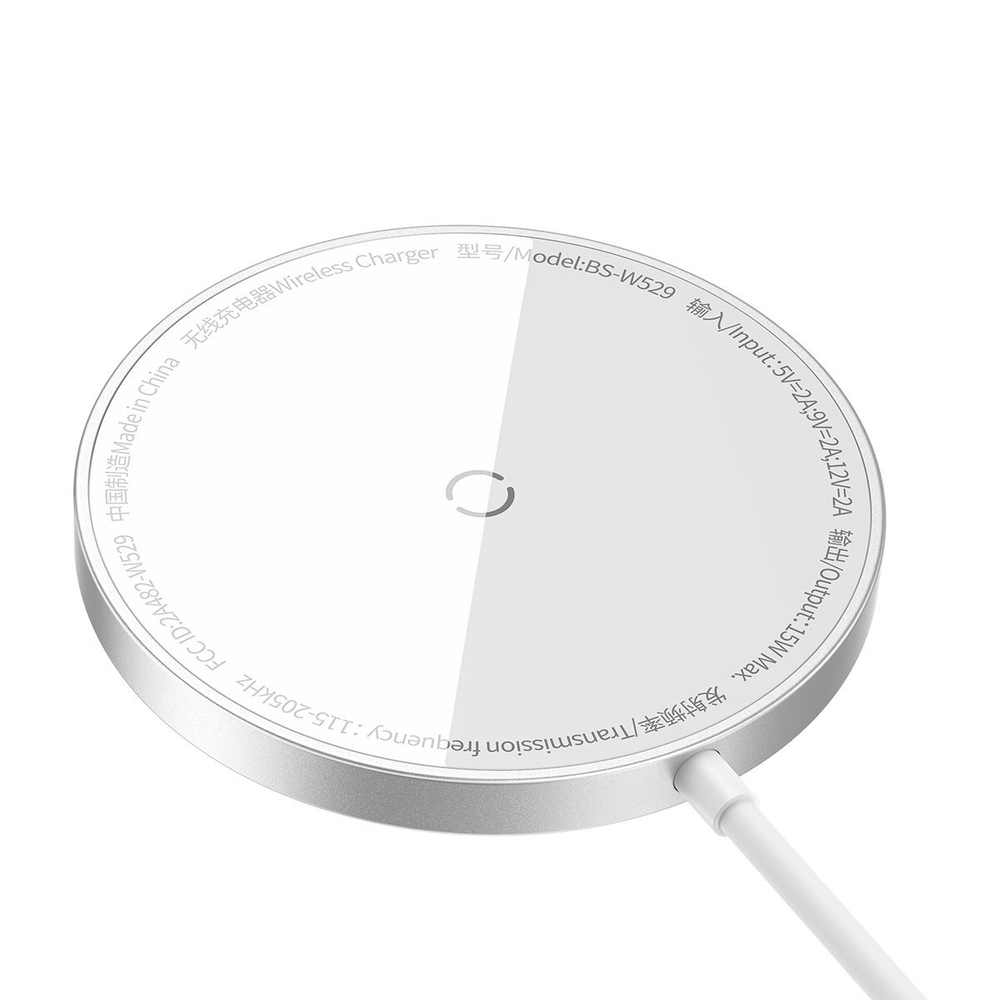 Беспроводная зарядка Baseus Simple Mini3 Magnetic Wireless Charger Qi 15W (MagSafe) - Silver