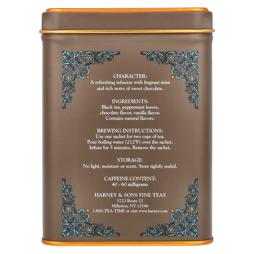 Harney & Sons, HT Tea Blend, со вкусом шоколада и мяты, 20 чайных саше, 40 г (1,4 унции)
