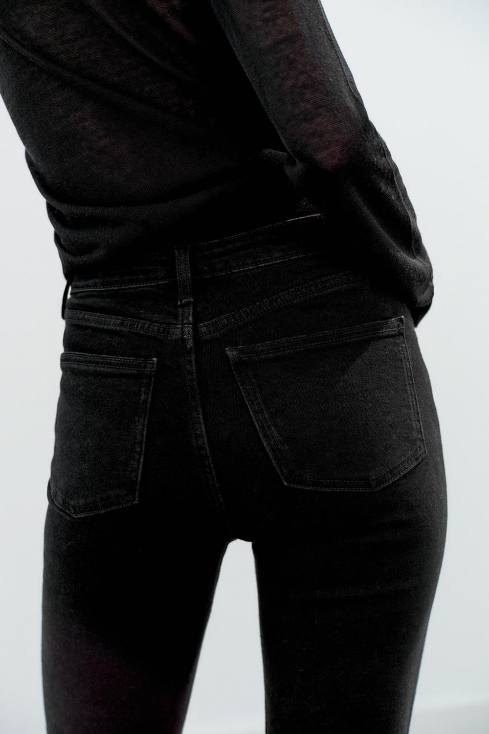 ZARA ДЖИНСЫ TRF CROPPED FLARE С ВЫСОКОЙ ПОСАДКОЙ, ЧЕРНЫЙ