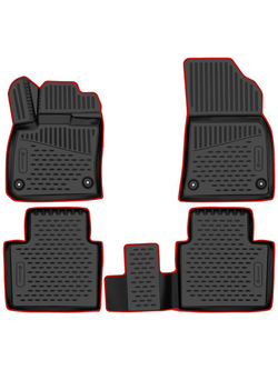 Коврики в салон для GEELY Monjaro (I) 2022-, Внедорожник 5 дв., 4шт. (красный кант, полиуретан) KANT.ELEM3DA67450210K.RD