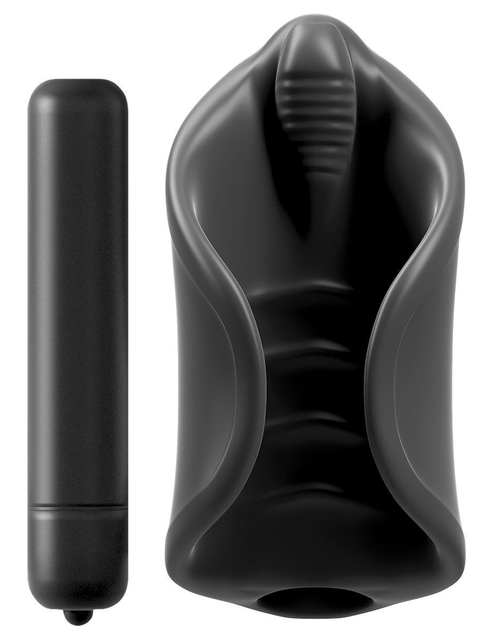 Чёрный мастурбатор Vibrating Silicone Stimulator с вибрацией (Цвет: черный)