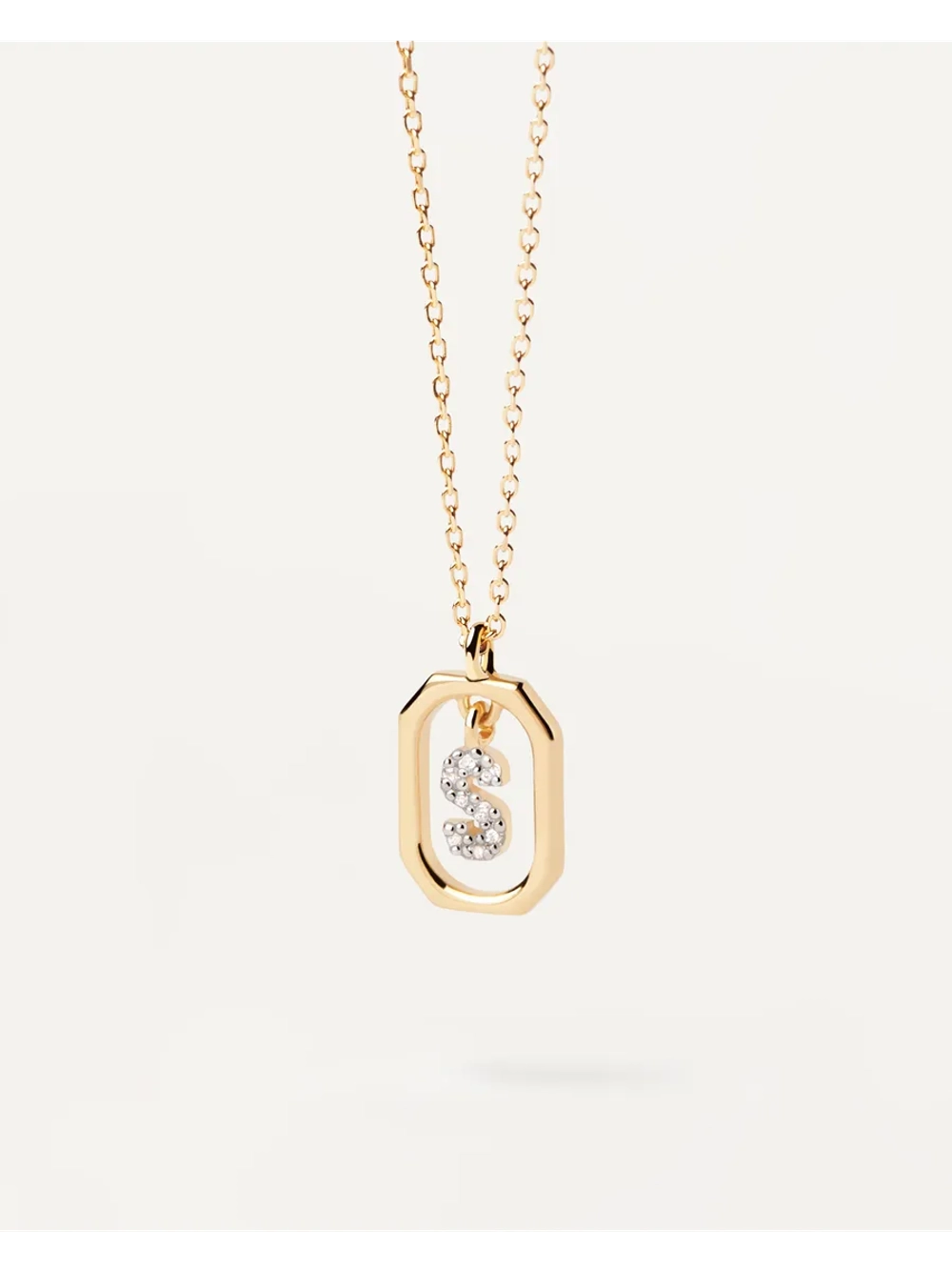 Колье Мини-Буква S серебро 925 пробы покрытое золотом